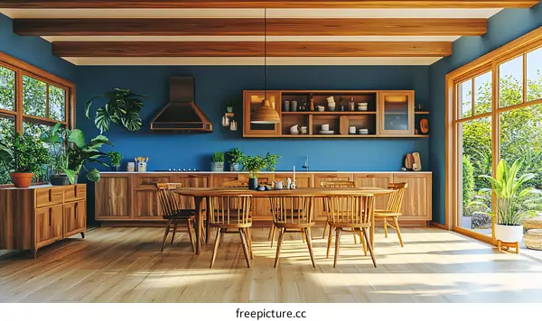 Modern Farmhouse Kitchen Dining Area Illustration