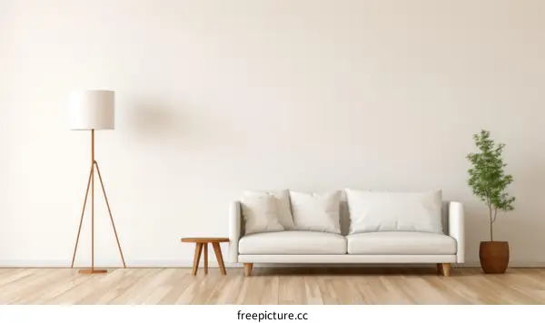 A sofa and a floor lamp in a living room