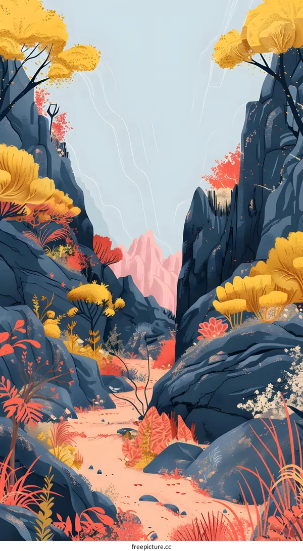 Colorful Canyon Landscape Illustration