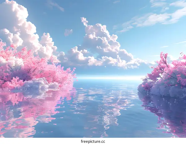 A beautiful pink sky and sea