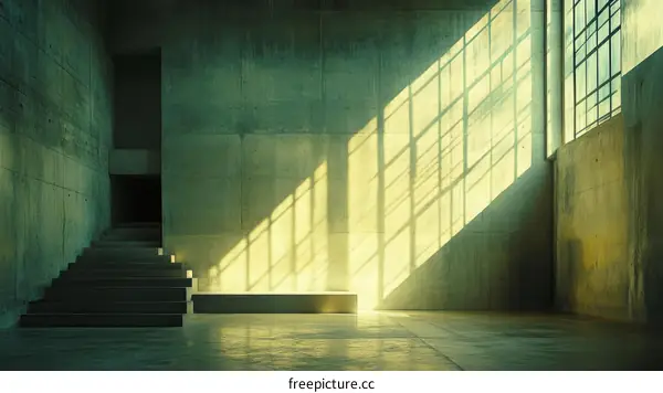 Modern Concrete Architecture Interior with Sunlight
