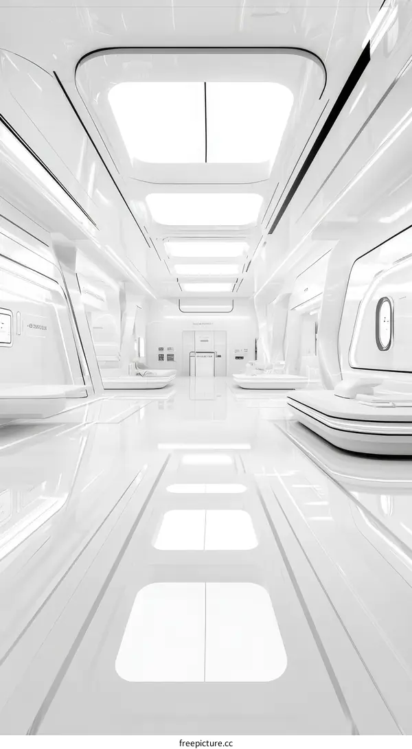 Futuristic White Interior Corridor Design