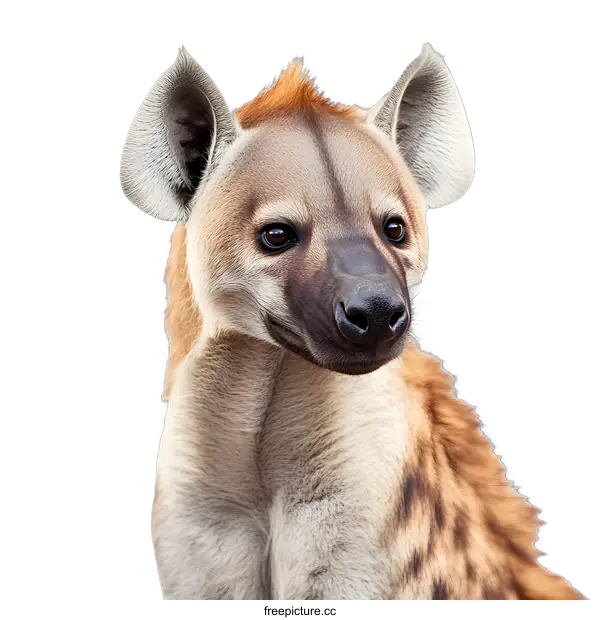 [Transparent Background PNG]Portrait of a Spotted Hyena Against a White Background