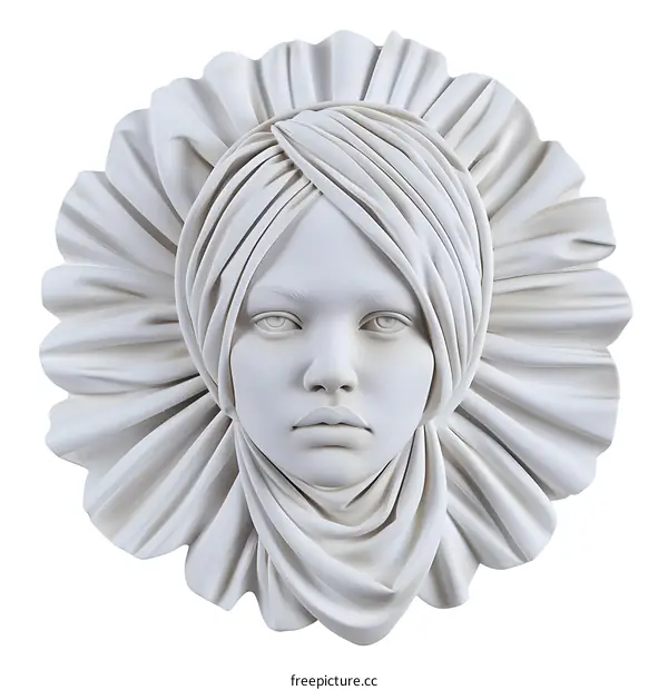 White Sculpture of Woman with Turban