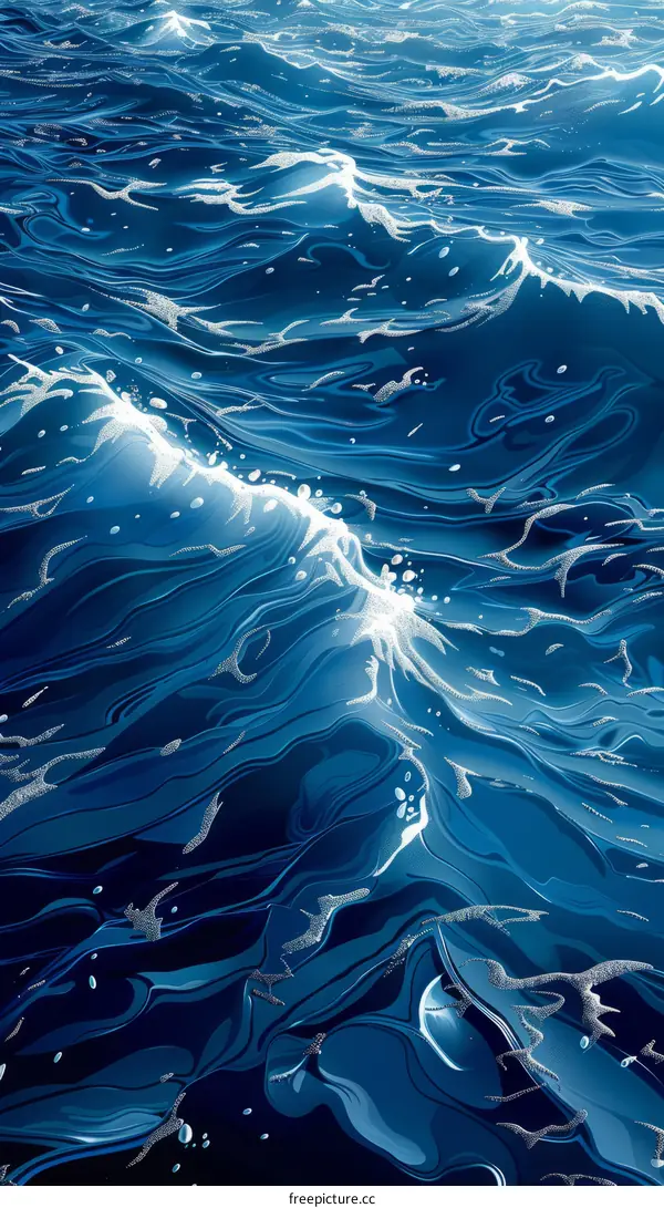 Deep Blue Ocean Waves Illustration