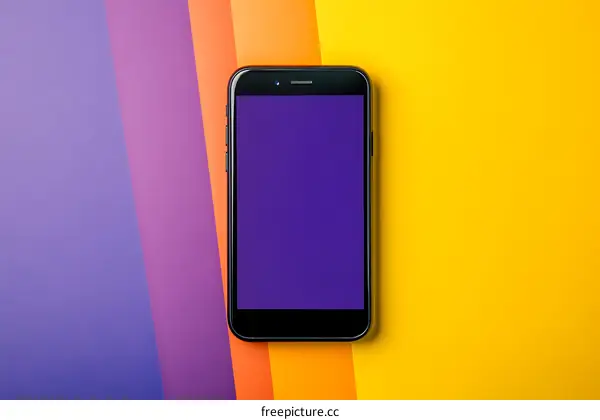 Black Smartphone Mockup On Colored Background