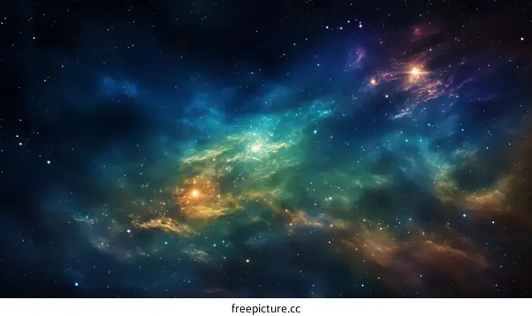 Amazing space nebula with stars and colorful dust clouds