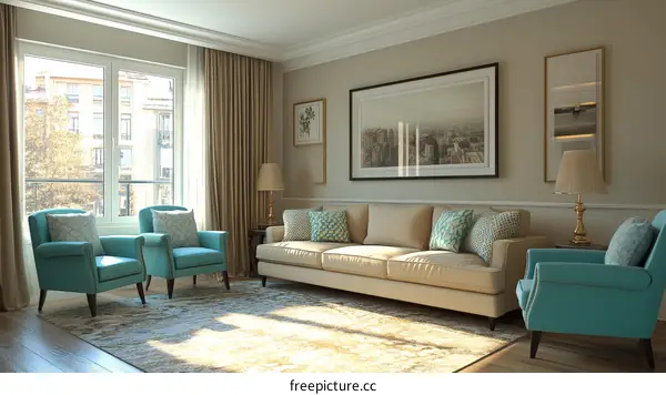 Elegant Living Room Interior Design Illustration