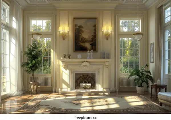 Bright and Airy Living Room with Fireplace