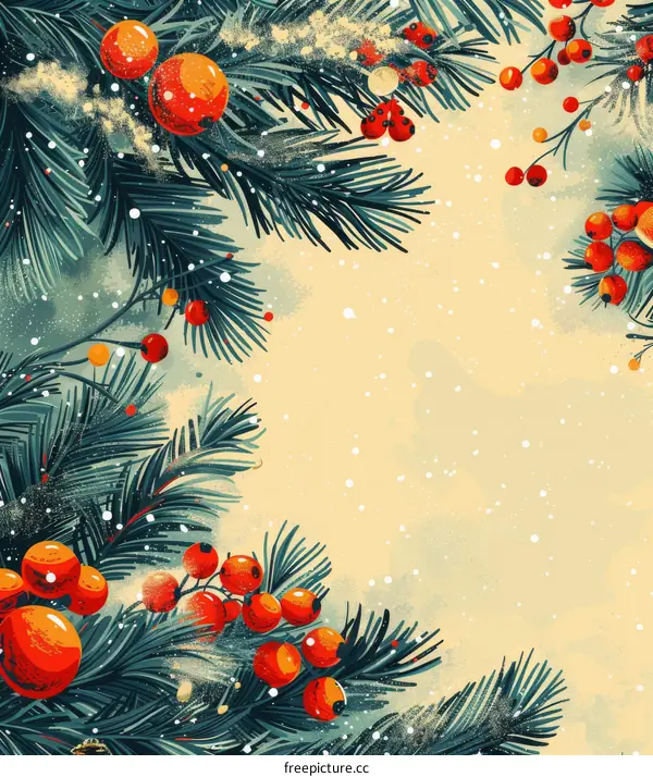 Christmas Decoration with Plant Branch Berry Snowflake