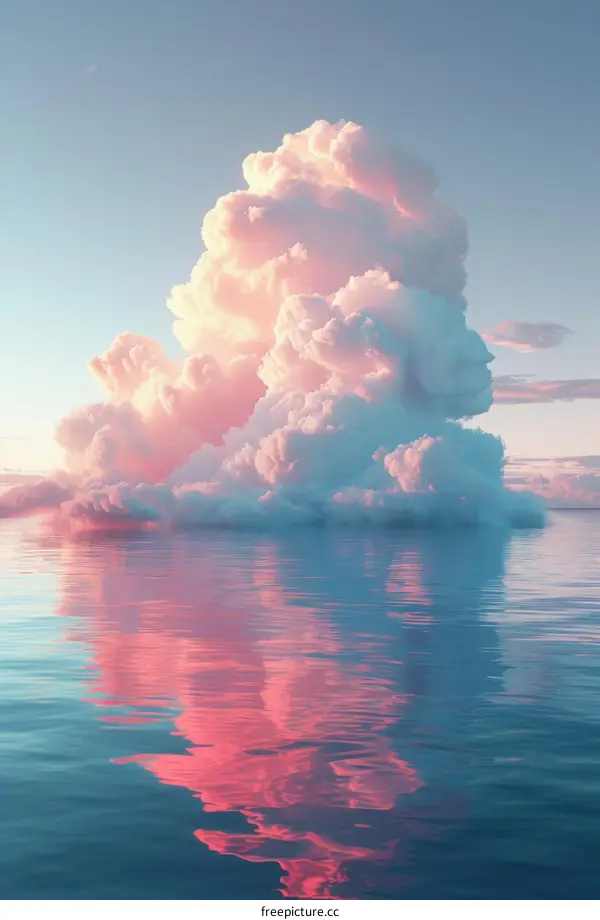 Pink Cloud Reflection in the Serene Sea