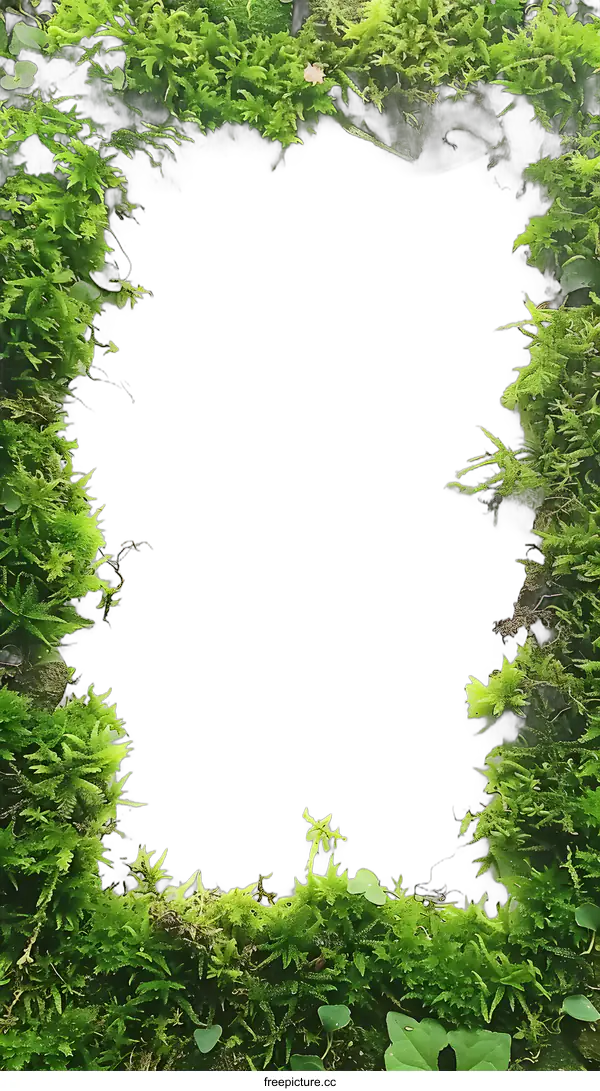[Transparent Background PNG]Green Moss Border Frame With White Background