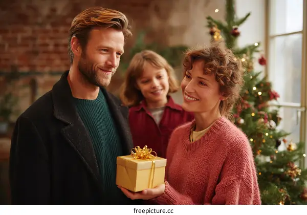 Christmas Gift Exchange Family Portrait