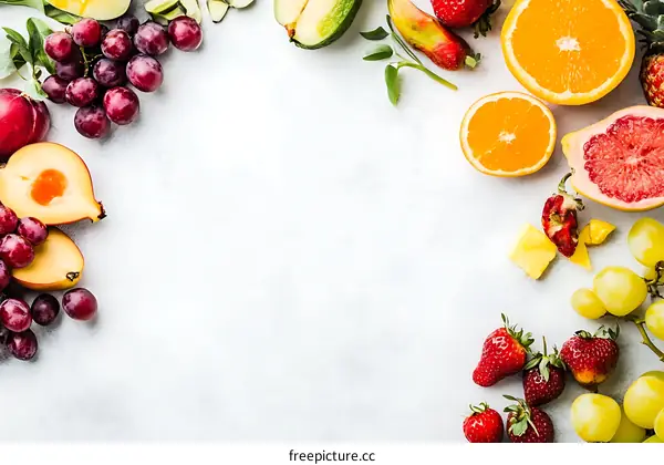Fresh Fruits Background with White Space
