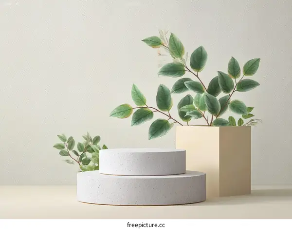 Elegant Minimalist Display Podium with Greenery