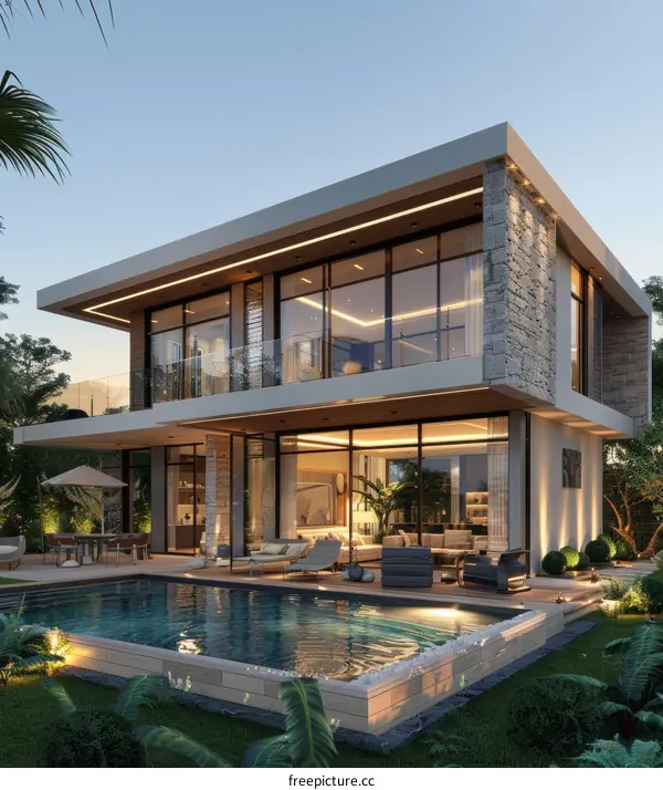 Luxurious Modern House with Pool and Garden
