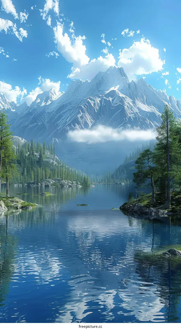 Stunning Mountain Lake Scenery Under a Clear Sky