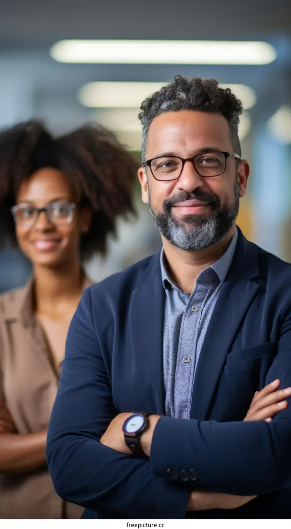 Black business professionals posing in an office