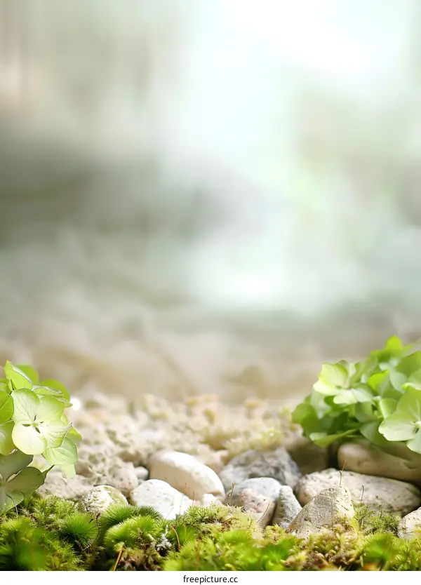 Green Moss and Stones Nature Background