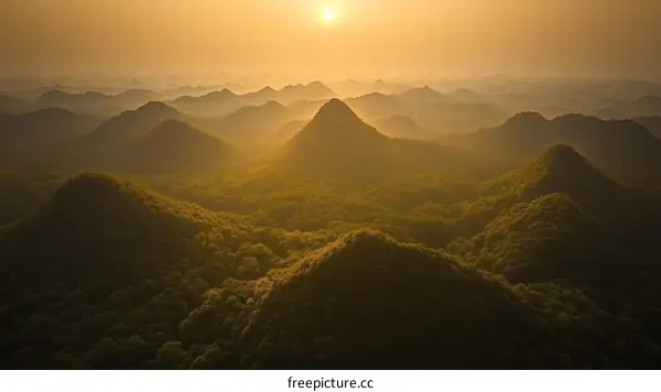Sunrise over the Mountainous Landscape