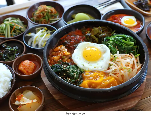 Korean Bibimbap with Side Dishes