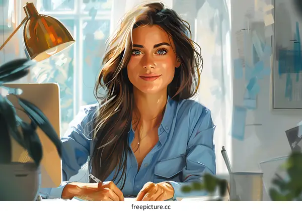 portrait of a beautiful young woman sitting at her desk and writing in her journal