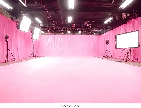 Pink Studio with Lighting Equipment