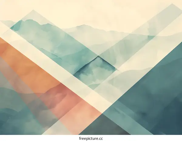 Abstract Watercolor Art Background With Geometric Shapes
