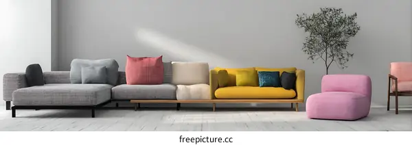 Modern Colorful Living Room Set Illustration