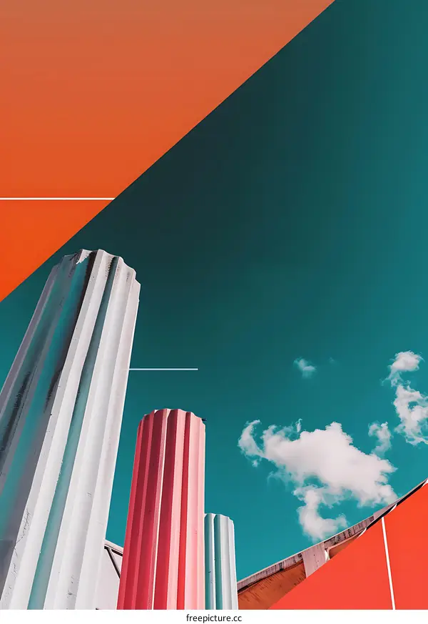 Modern Architecture Columns with a Blue Sky
