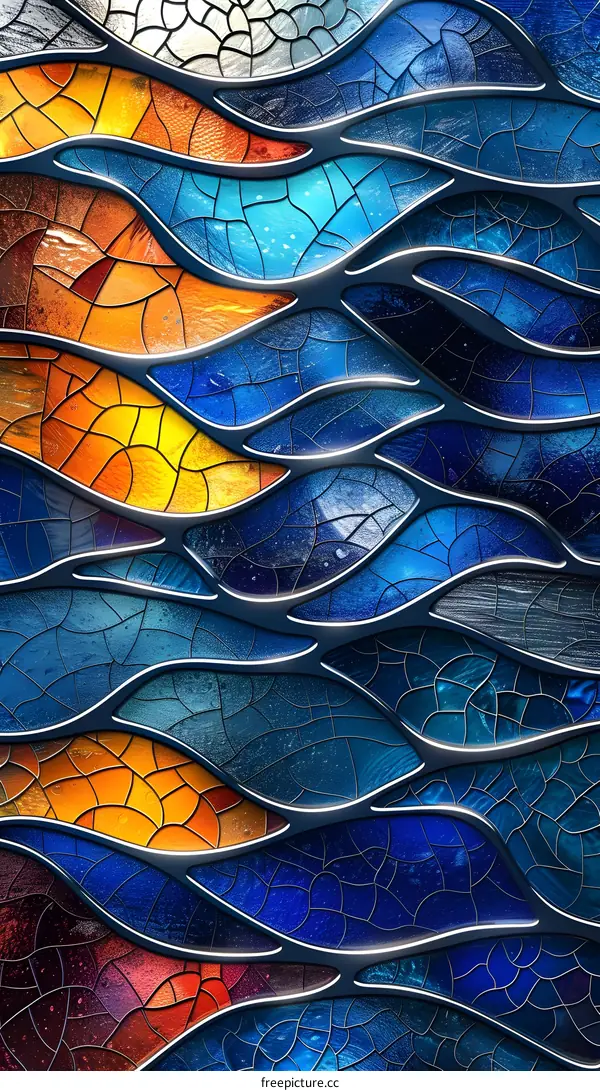 Stained glass mosaic artwork with vibrant colors