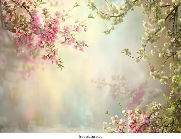 Vintage Watercolor Spring Flower Background
