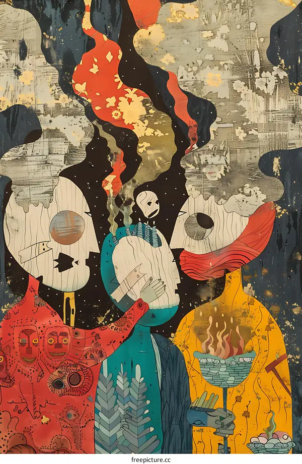 Abstract Art Illustration Of Three People