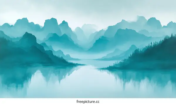 Misty Mountain Landscape Painting