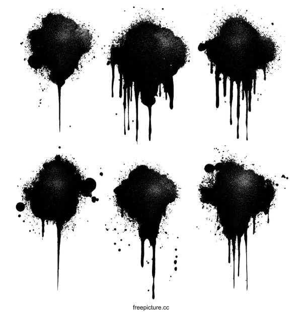 [Transparent Background PNG]Abstract Black Graffiti Splashes Collection