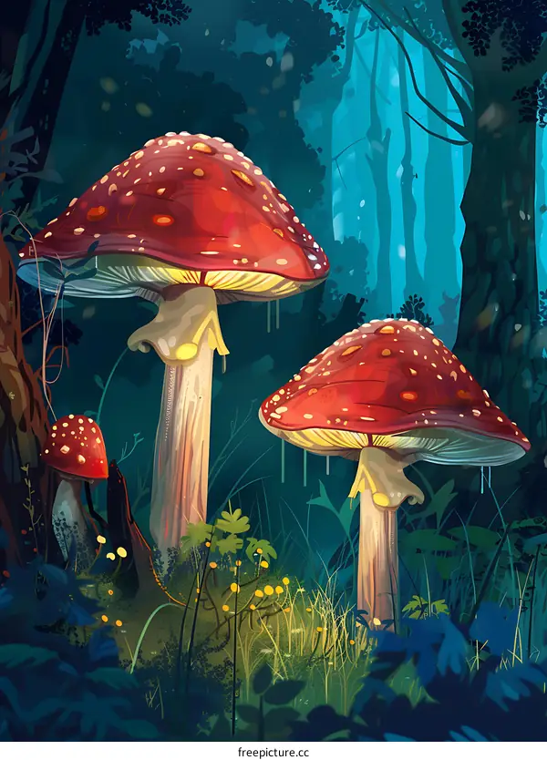 Enchanted Forest Mushroom Illustration
