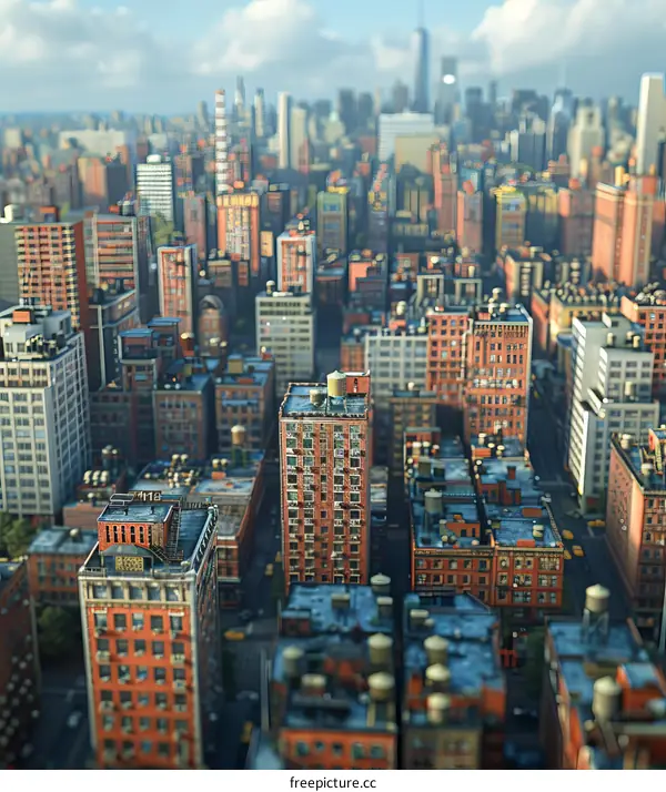 Aerial View of Cityscape with Buildings and Skyscrapers