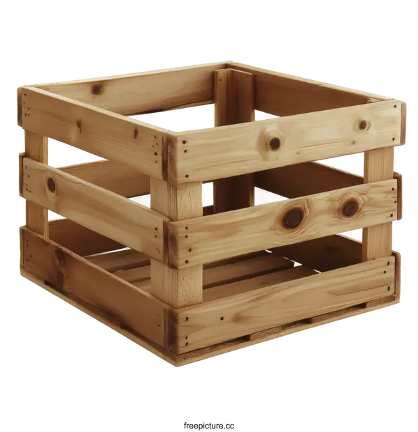 [Transparent Background PNG]Wooden Storage Crate for Home and Garden