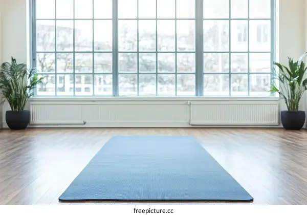 Empty Yoga Studio with Large Windows