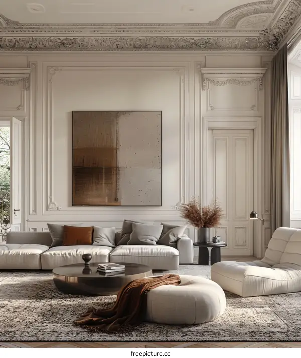 Elegant Parisian Living Room Illustration