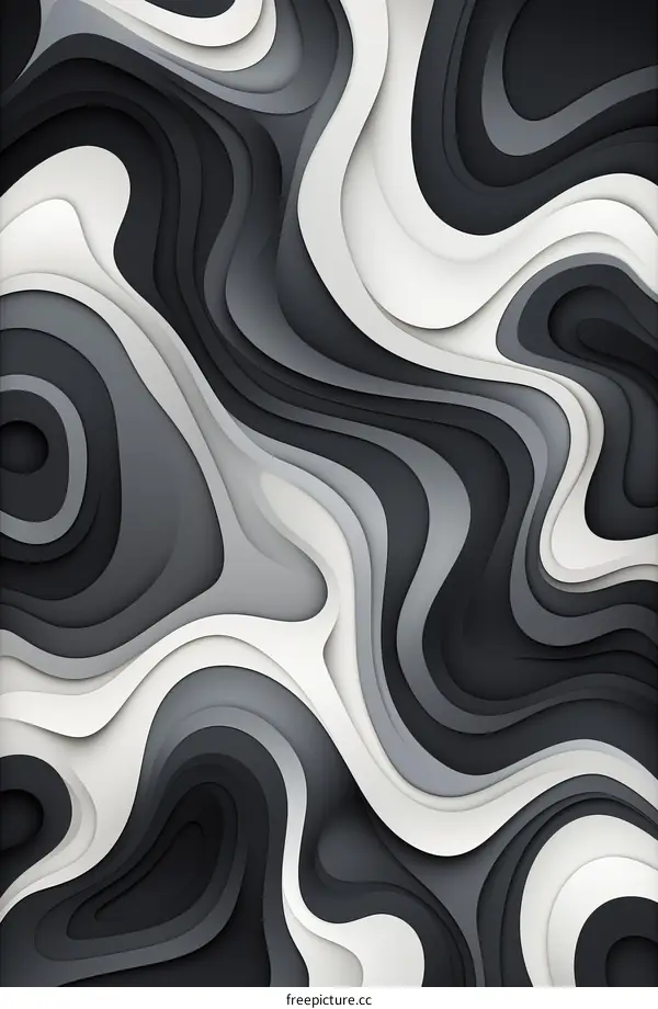 Black and white abstract waves background