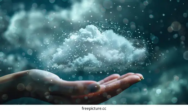 Hand Holding Glowing Data Cloud