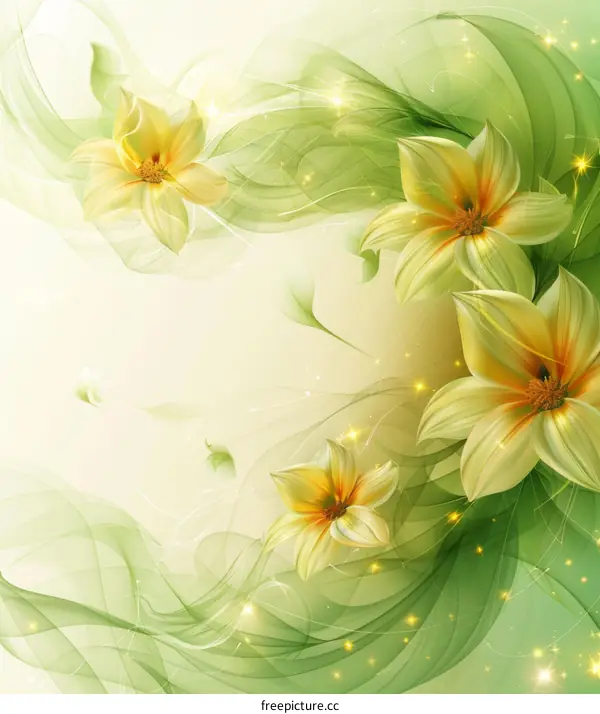 Golden Flowers Against Lush Green Vines