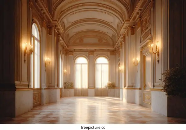 Elegant Palace Hallway Illustrative Design