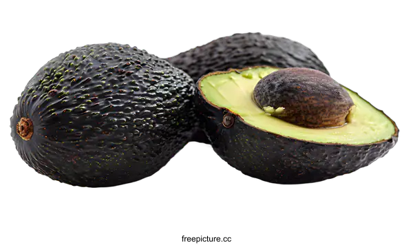 [Transparent Background PNG]Whole And Sliced Avocado Isolated On White Background