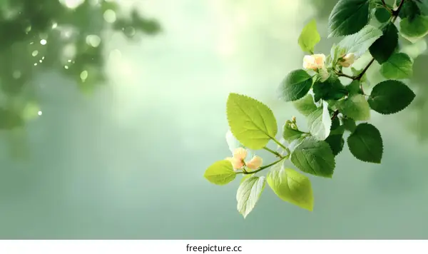 Spring Blossoms and Fresh Leaves in Soft Light