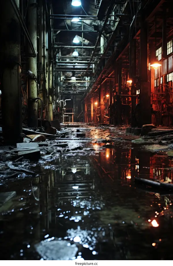 Flooded Industrial Building Interior