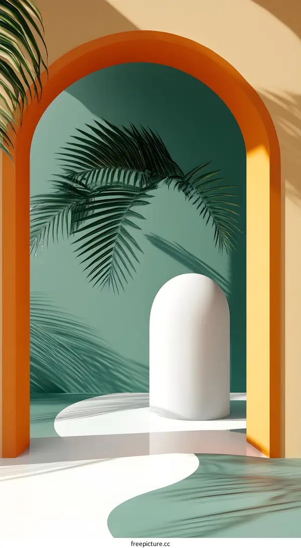 Minimalist Abstract Palm Leaf Archway