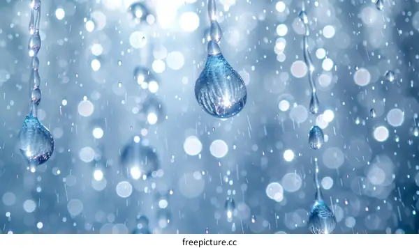 Raindrops falling from the sky