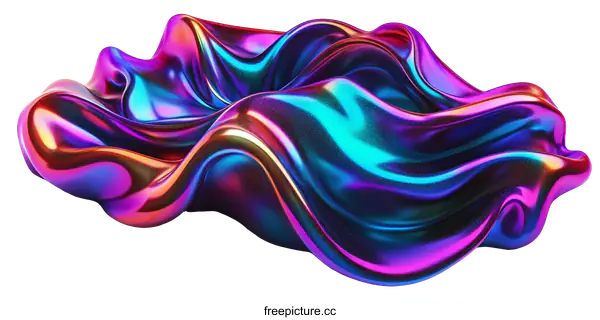 [Transparent Background PNG]Abstract iridescent fluid form